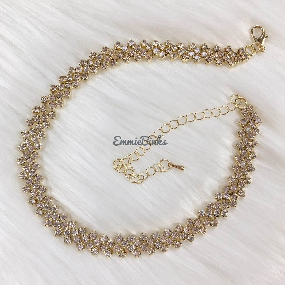 New Luxe Rhinestone Choker Necklace ~ Short Crystal Necklace - Picture 3 of 14